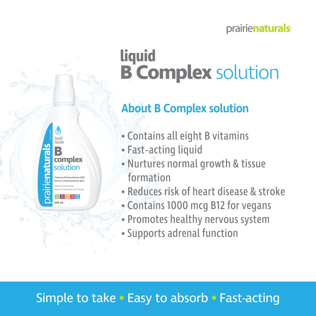 Prairie Naturals Liquid B Complex Solution 500 ml - Stress Relief & Energy Support