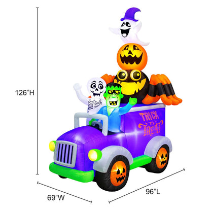 Camion gonflable d'Halloween Occasions de 3,2 m, 3,2 m de haut, multicolore