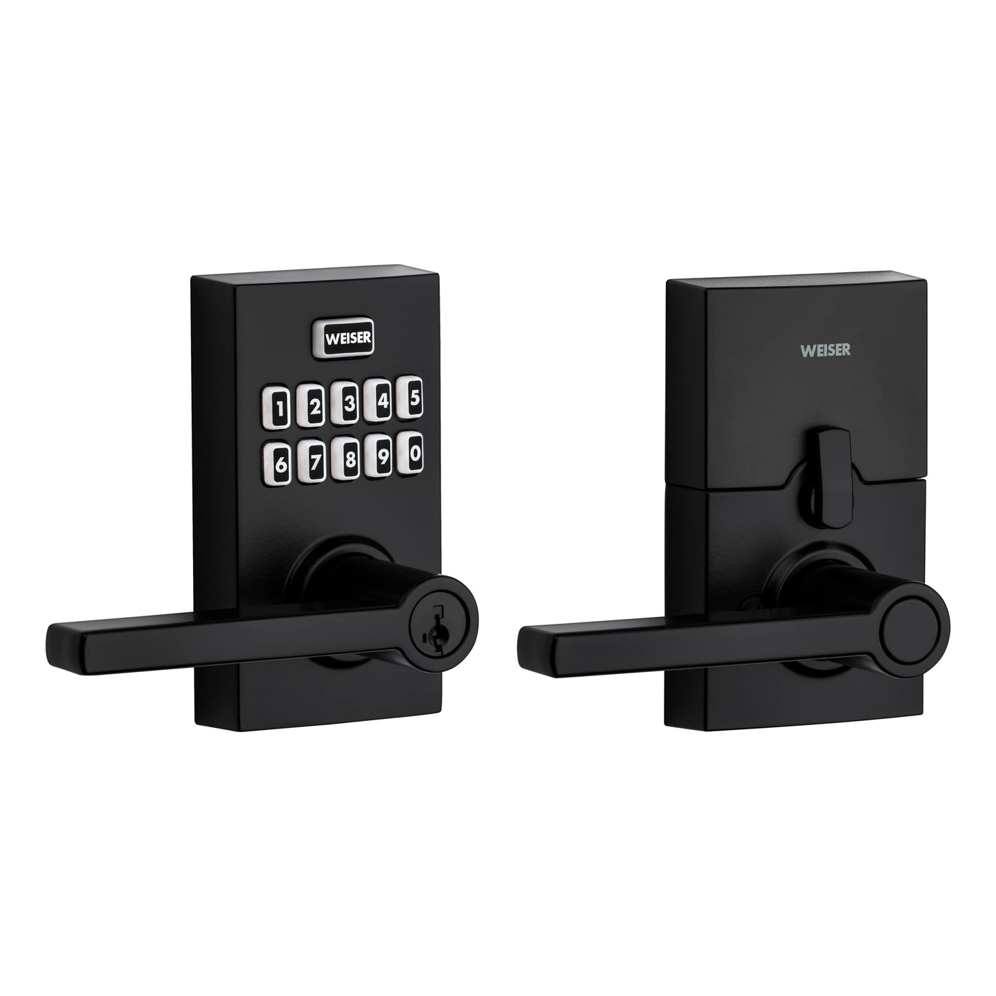 Weiser Smartcode 10 Matte Black Keyless Entry Door Lock with Handle/Deadbolt Lock, Keypad Door Lock with Auto Lock, Up to 30 User Codes, Electronic Door Handles/Door Locks for Entry Door & Garage Weiser