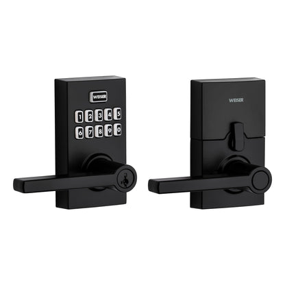 Weiser Smartcode 10 Matte Black Keyless Entry Door Lock with Handle/Deadbolt Lock, Keypad Door Lock with Auto Lock, Up to 30 User Codes, Electronic Door Handles/Door Locks for Entry Door & Garage Weiser