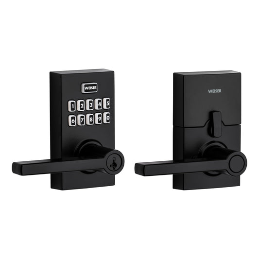 Weiser Smartcode 10 Matte Black Keyless Entry Door Lock with Handle/Deadbolt Lock, Keypad Door Lock with Auto Lock, Up to 30 User Codes, Electronic Door Handles/Door Locks for Entry Door & Garage Weiser