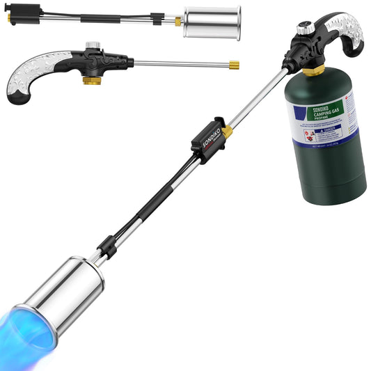 Sondiko Propane Torch Weed Burner, Ideal Weed Torch, Gas Welding Equipment, Heavy Duty Blow Torch with Turbo Trigger for Garden Stumps Wood Snow and Roofing