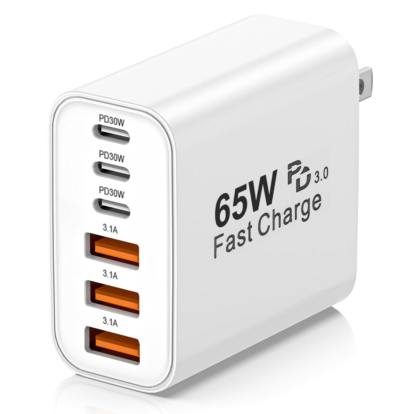 USB C Charger Block,65W 6-Port Multi Device Fast Charger PD QC Wall Adapter - Available at All In One Marketplace Canada