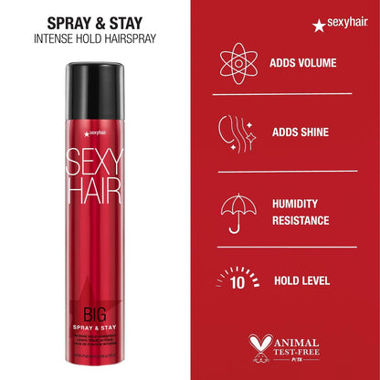 SexyHair Big Spray and Stay Intense Hold Hairspray, Long Lasting, Humidity Protection, Shine, 9 fl oz SEXYHAIR