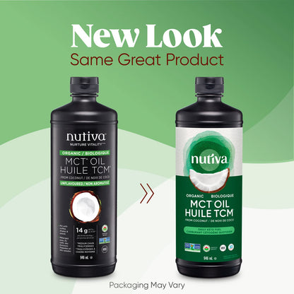 Nutiva Organic MCT Oil – 946 mL Pure, Unflavored Medium Chain Triglycerides for Keto, Paleo & Vegan Diets