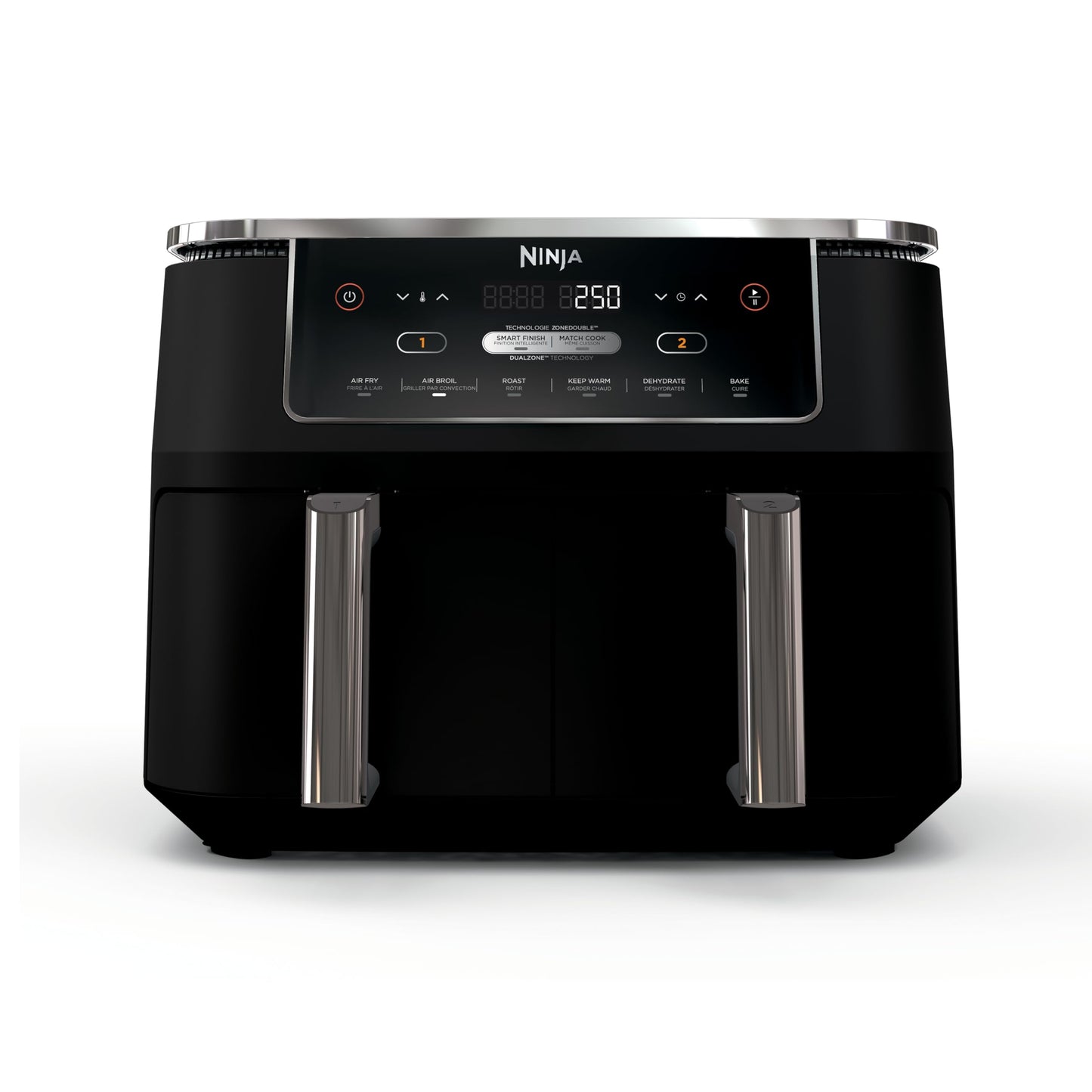 Ninja Foodi 10-qt. 6-in-1 DualZone XL Air Fryer, 2 Independent Baskets, Match Cook & Smart Finish to Air Fry, Air Broil, Roast, Bake, Dehydrate, & Keep Warm, Black, DZ302C (Canadian Version)