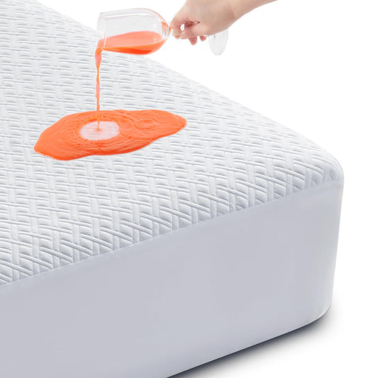 Cozymaker Queen Size Mattress Protector, 100% Waterproof Mattress Cover Fitted 8"-21" Deep Pocket, Cooling Viscose Made from Bamboo and Soft Breathable Cover Mattress Queen Noiseless Washable - Available at All In One Marketplace Canada