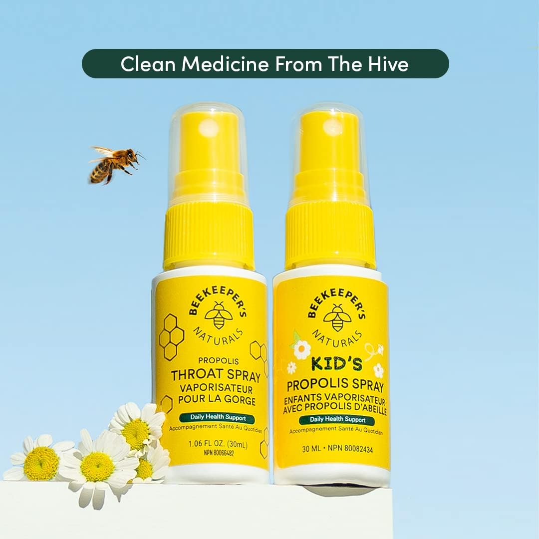 BEEKEEPER'S NATURALS Propolis Throat Spray for Kids - Made with 77mg Bee Propolis Extract - Natural Immune Support & Sore Throat Relief - Has Antioxidants & Gluten-Free (1.06 oz)