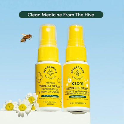 BEEKEEPER'S NATURALS Propolis Throat Spray for Kids - 95% Bee Propolis Extract - Natural Immune Support & Sore Throat Relief - Has Antioxidants & Gluten-Free, 1.06 oz (Pack of 2) (Kids Propolis, 2 Pack)