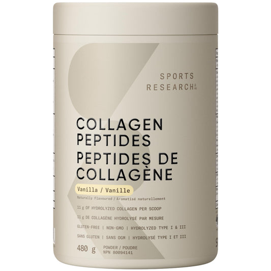 Sports Research® Collagen Peptides, Hydrolyzed Type 1 & 3 Collagen Powder Protein Supplement, Amino Acids, Easy Mixing Vital Nutrients & Proteins, for Women & Men - Vanilla Flavor
