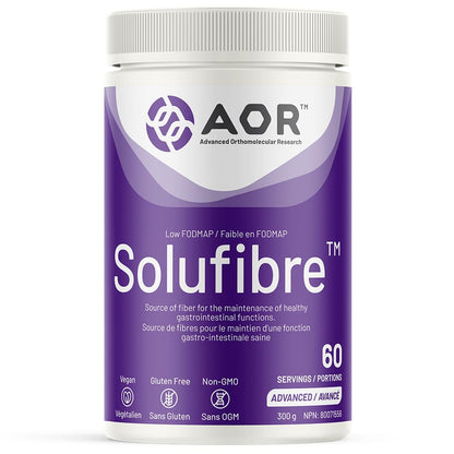 AOR - SoluFibre Powder, 300g 60-Servings - Partially Hydrolyzed Guar Gum Sunfiber for Digestive Comfort & Regularity - Vegan, Non-GMO & Gluten-Free - Gentle Prebiotic Fiber Supplement - Soluble Fiber - Available at All In One Marketplace Canada