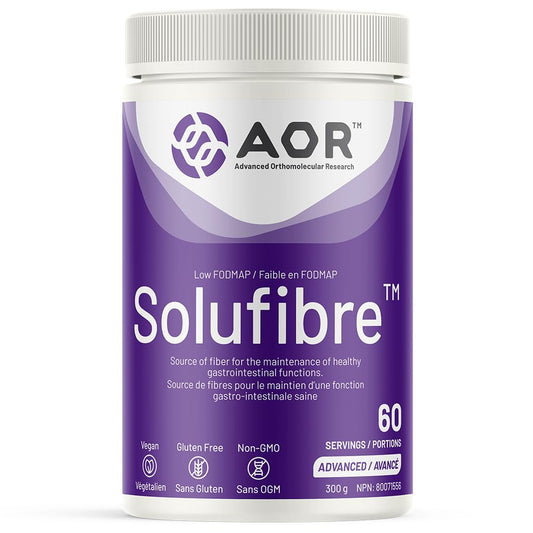 AOR - SoluFibre Powder, 300g 60-Servings - Partially Hydrolyzed Guar Gum Sunfiber for Digestive Comfort & Regularity - Vegan, Non-GMO & Gluten-Free - Gentle Prebiotic Fiber Supplement - Soluble Fiber - Available at All In One Marketplace Canada