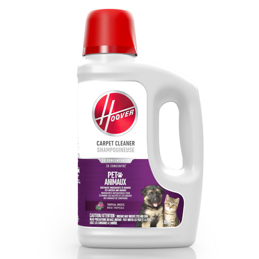 Hoover Pet Carpet Cleaner Solution, Tropical Breeze Scent, Deep Cleaning Carpet Shampoo, Eliminates Urine Stains & Odors, 64 oz, Compatible with Hoover Carpet Cleaner Machines, AH31925CA