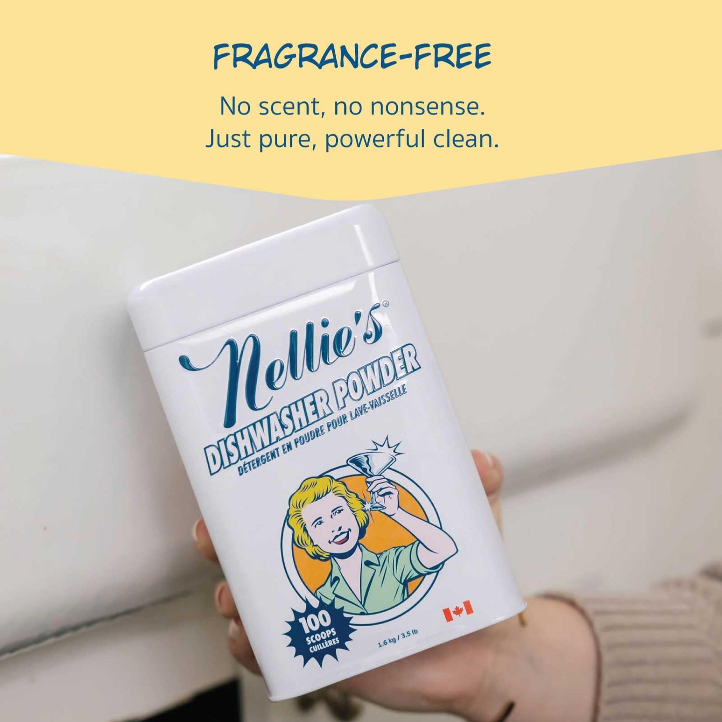 Nellie's Dishwasher Powder - 100 Load - Plant-Based Dishwasher Detergent - Septic Safe, Fragrance-Free - Easily Penetrates Grease & Food Particles - Phosphate-Free - (Made in Canada) - Available at All In One Marketplace Canada