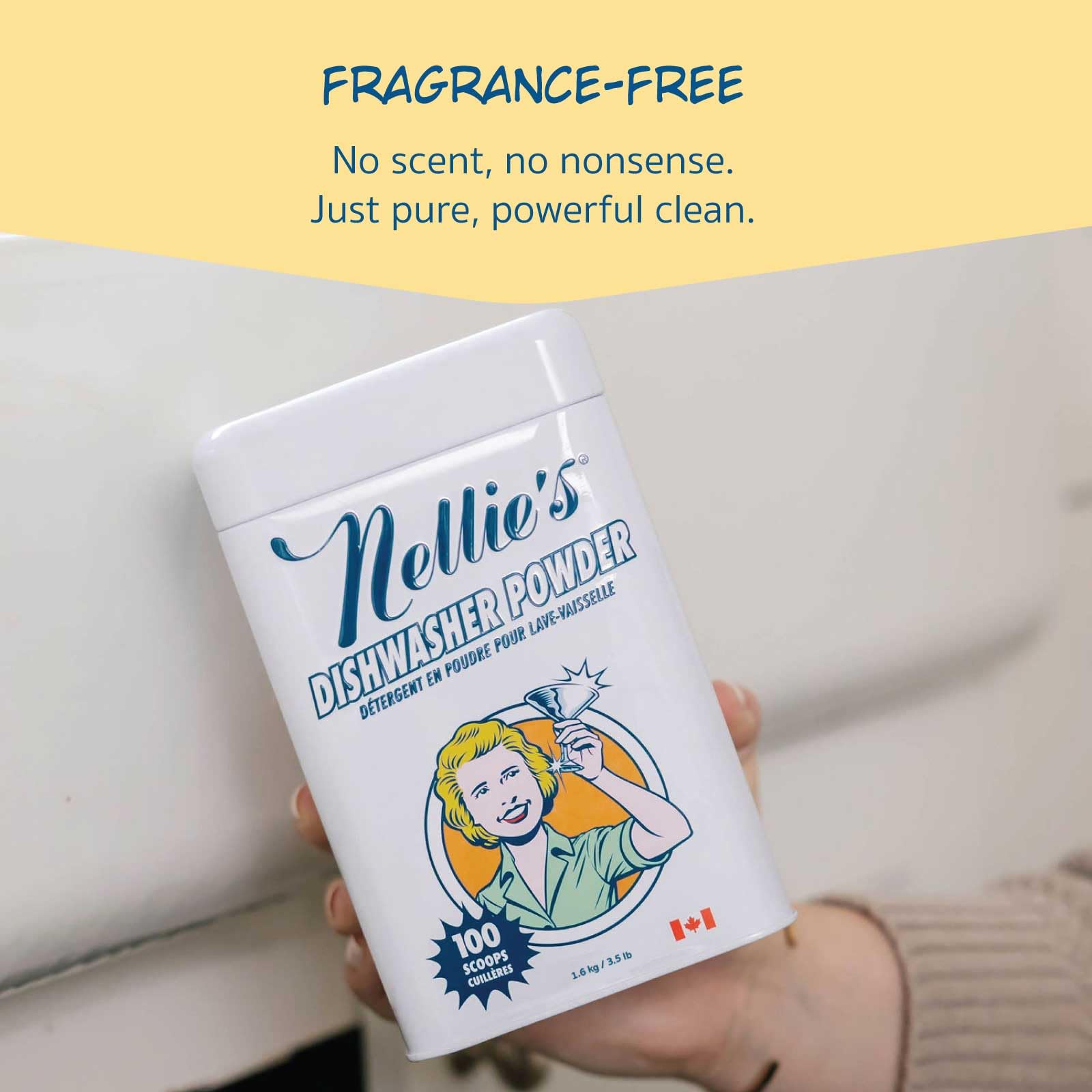 Nellie's Dishwasher Powder - 100 Load - Plant-Based Dishwasher Detergent - Septic Safe, Fragrance-Free - Easily Penetrates Grease & Food Particles - Phosphate-Free - (Made in Canada) - Available at All In One Marketplace Canada