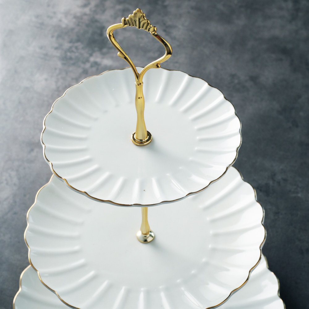 Pukka Home 3 Tier Ceramic Cake Stand Wedding, Dessert Cupcake Stand for Tea Party Serving Platter 🍁 All In One Marketplace Canada