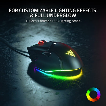 Razer Basilisk V3 Wired Gaming Mouse: HyperScroll Tilt Wheel - 26K DPI Optical Sensor - Gen-3 Optical Switches - 13-Zone Chroma RGB with Underglow - 13 Programmable Controls - Black