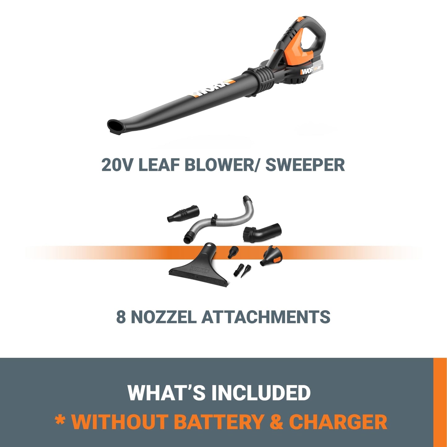 WORX WG545.9 20V Work Air Lithium Multi-Purpose Blower/Sweeper/Cleaner, Battery & Charger Not Included Worx