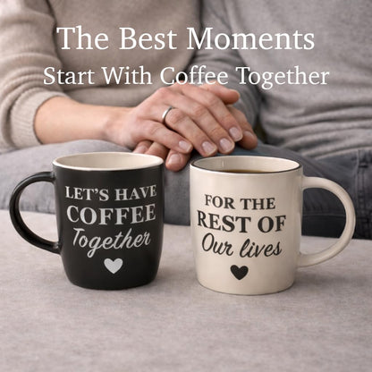 Triple Gifffted Lets Have Coffee Together Mug Set for Couples 380ml Ceramic 🍁 All In One Marketplace Canada