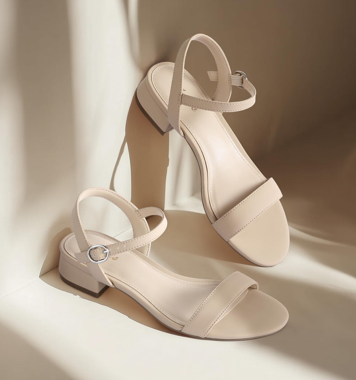 Ankis Women Nude Black White Sandals for Women Low Heel 1 Inch Dressy Sandal Ankle Strap Open Toe Block Short Heeled Summer Classic Comfortable Graduation Holiday Party Casual Flat Shoes 2026, Nude 🍁 All In One Marketplace Canada