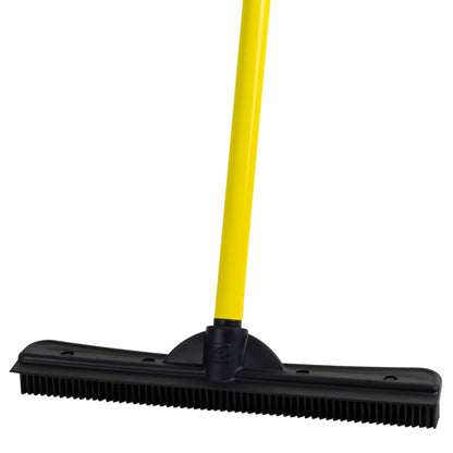 FURemover Broom SW-250I-AMZ-6, Pet Hair Removal Tool with Squeegee & Telescoping Handle That Extends from 3-5', Black & Yellow,1 Count (Pack of 1) FURemover