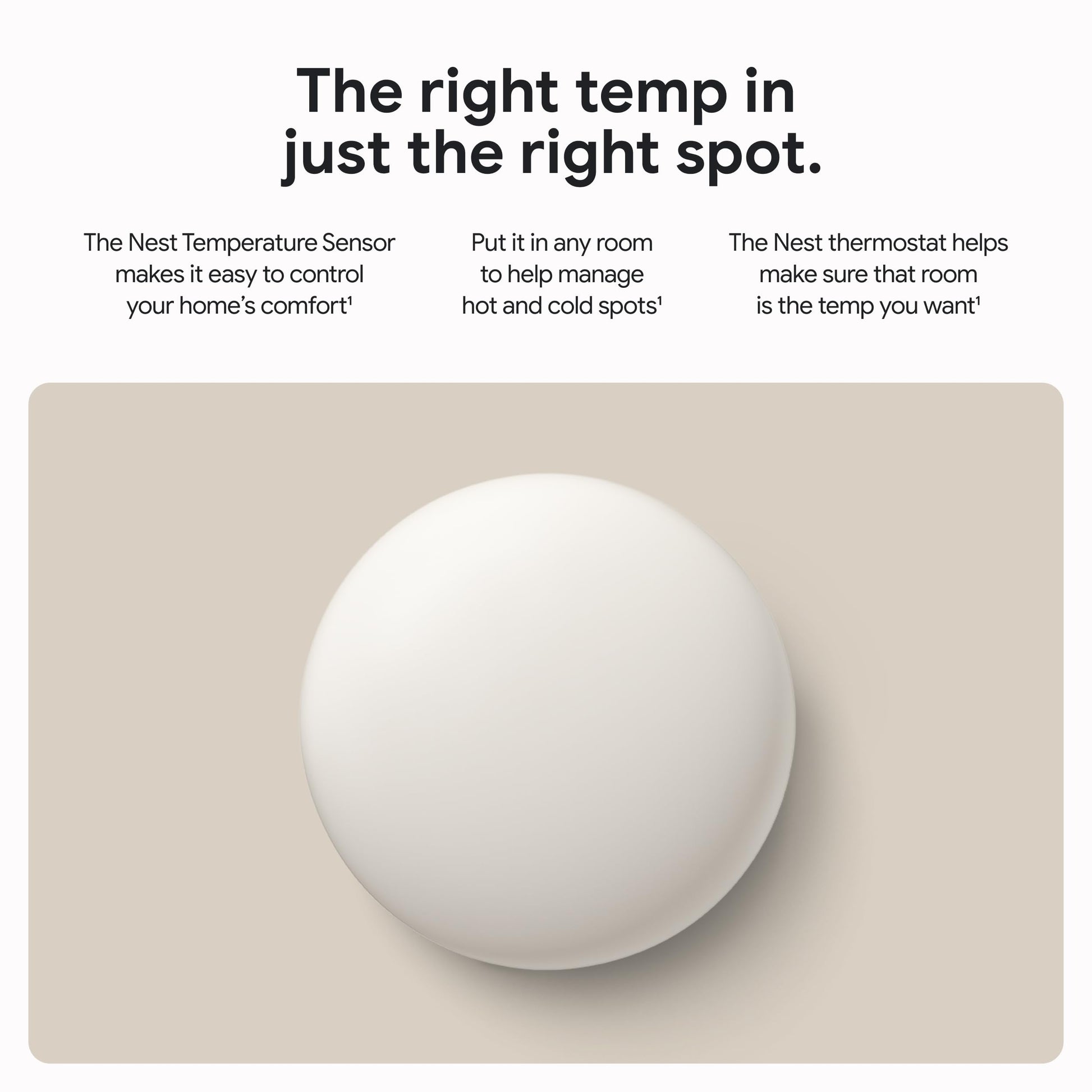 Google Nest Temperature Sensor (2nd Gen) - Porcelain - 1-Pack Google