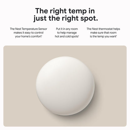 Google Nest Temperature Sensor (2nd Gen) - Porcelain - 1-Pack Google
