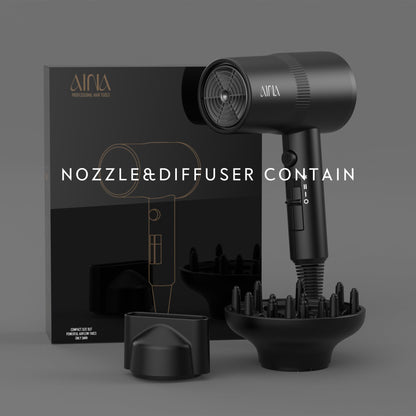 AINA Diffuser Hair Dryer Full-Featured Blow Dryer 110V/1600W(Vader Black) - Available at All In One Marketplace Canada