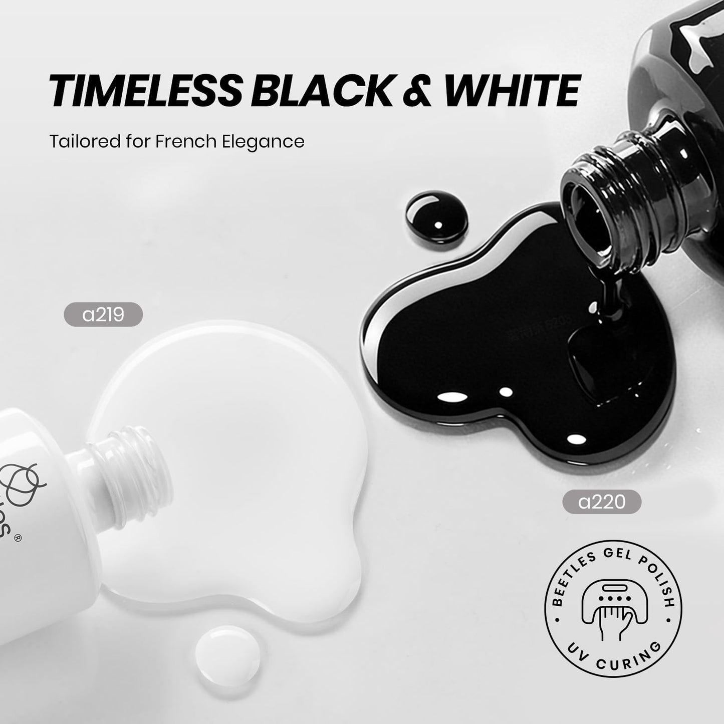 Beetles Gel Nail Polish Kit- 2 Pcs 15ml Black And White Gel Polish Black Gel Nail Polish Black Nail Polish Soak Off Led Gel Polish Nail Art Manicure Salon Diy at Home - Available at All In One Marketplace Canada