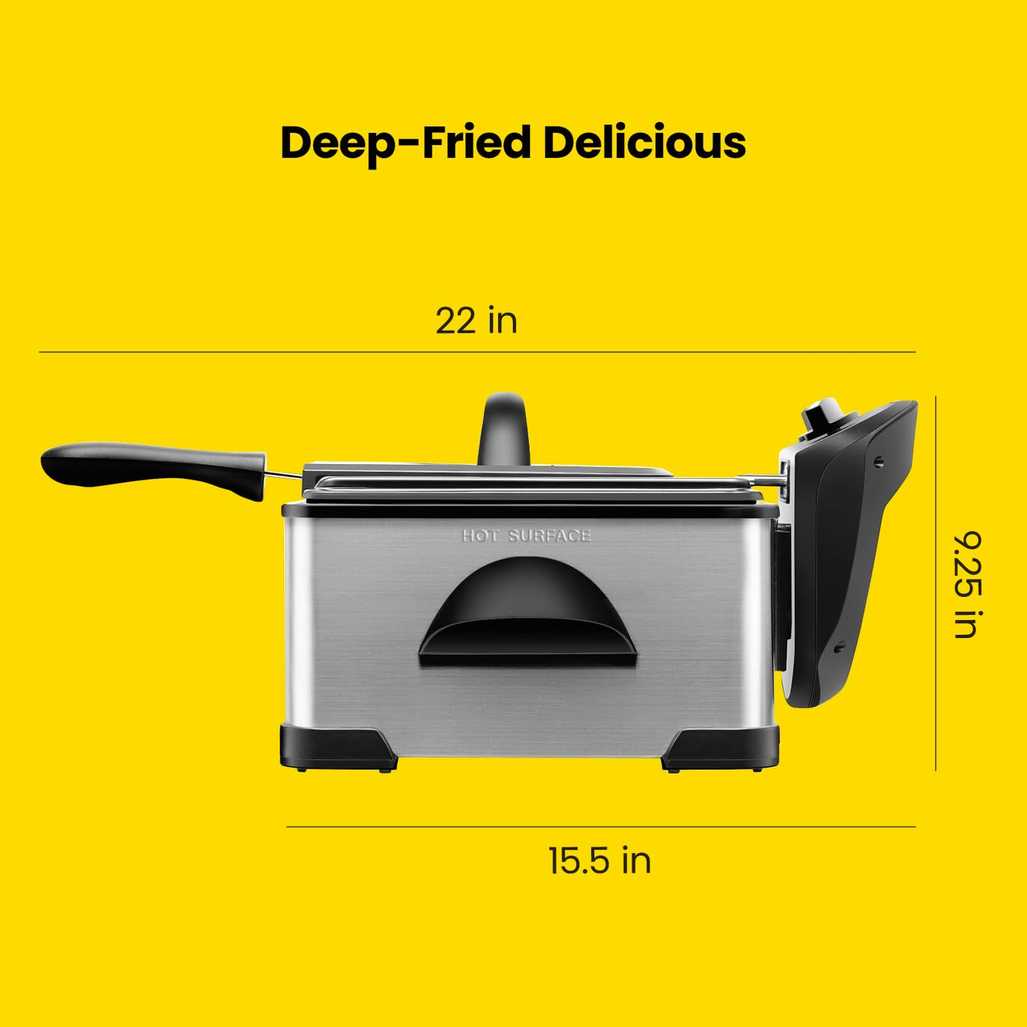 Chefman 4.3 Liter Deep Fryer with Basket for Home Use, XL Jumbo Size Fry Basket Strainer, Adjustable Temperature & Timer Fish Fryer, Chicken Fryer, French Fry Maker, Gifts for Cooks, Stainless Steel - Available at All In One Marketplace Canada