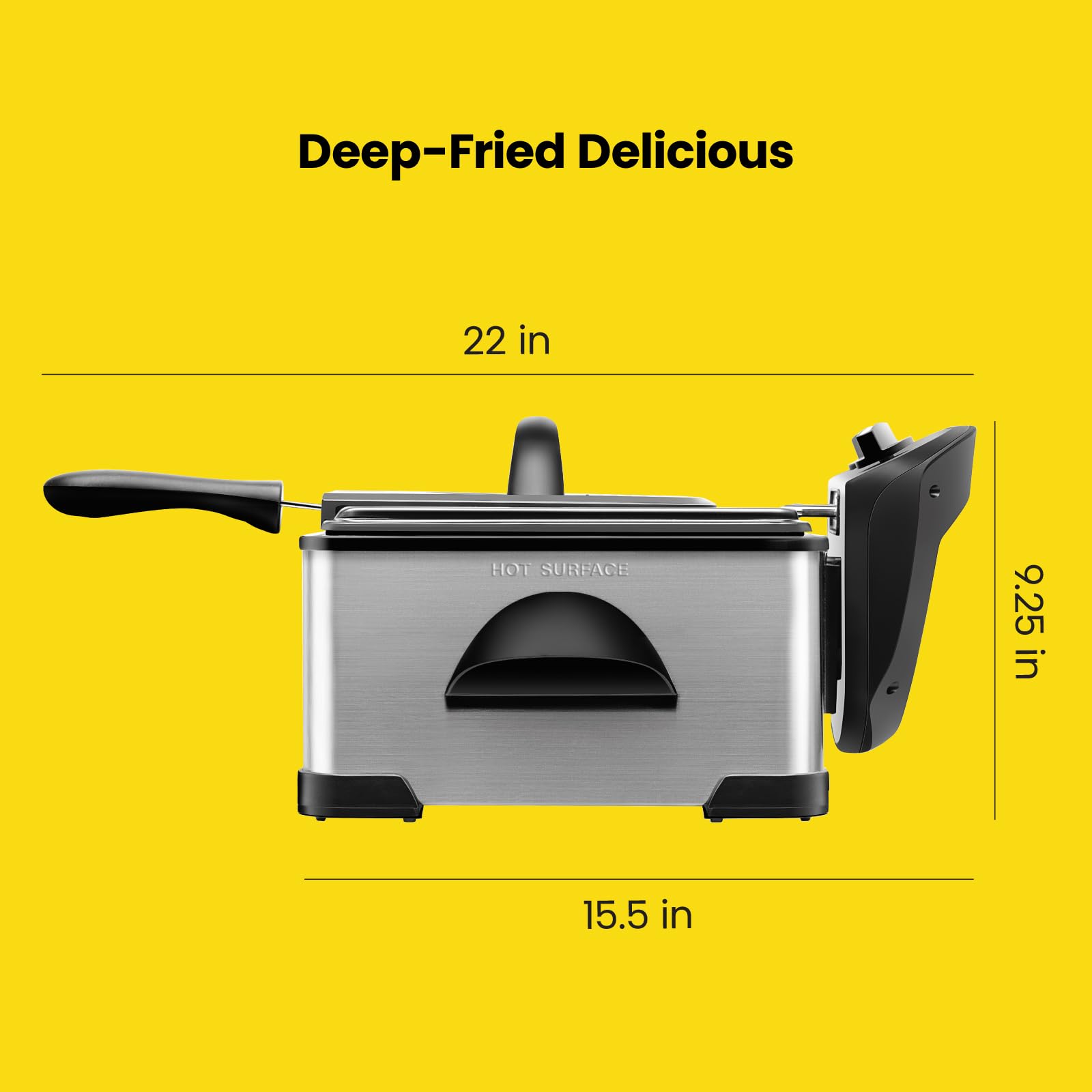 Chefman 4.3 Liter Deep Fryer with Basket for Home Use, XL Jumbo Size Fry Basket Strainer, Adjustable Temperature & Timer Fish Fryer, Chicken Fryer, French Fry Maker, Gifts for Cooks, Stainless Steel - Available at All In One Marketplace Canada