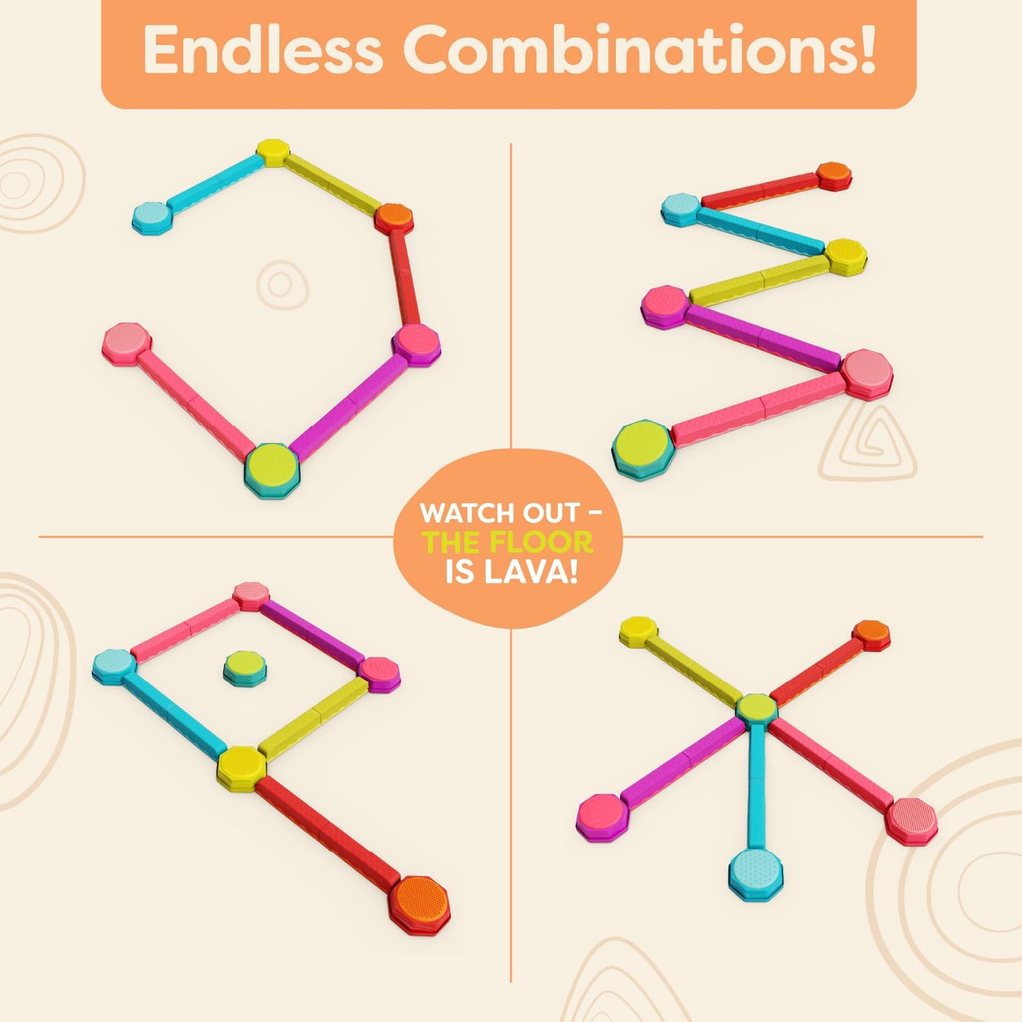 B. toys Balance Beam Set, 10 Beams & 6 Sensory Stepping Stones, Rainbow 🍁 All In One Marketplace Canada
