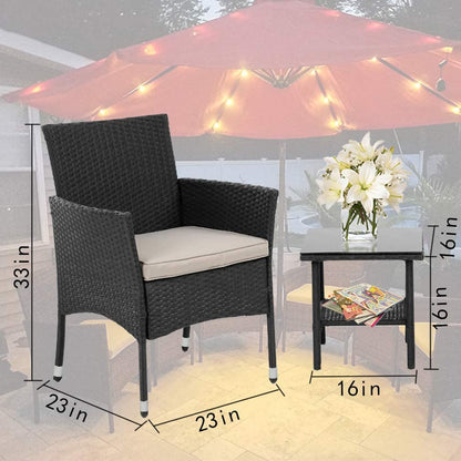 FDW Wicker Patio Furniture 3 Piece Furniture Patio Chairs Outdoor Rattan Conversation Bistro Set for Backyard Porch Poolside Lawn (Black) 🍁 All In One Marketplace Canada