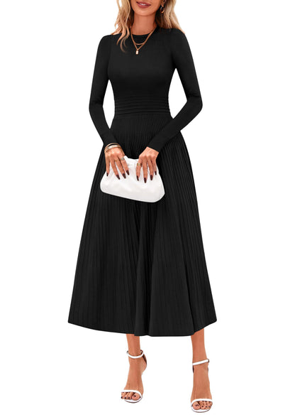 PRETTYGARDEN Women's Long Sleeve Knit Maxi Sweater Dress(Black,M) 🍁 All In One Marketplace Canada