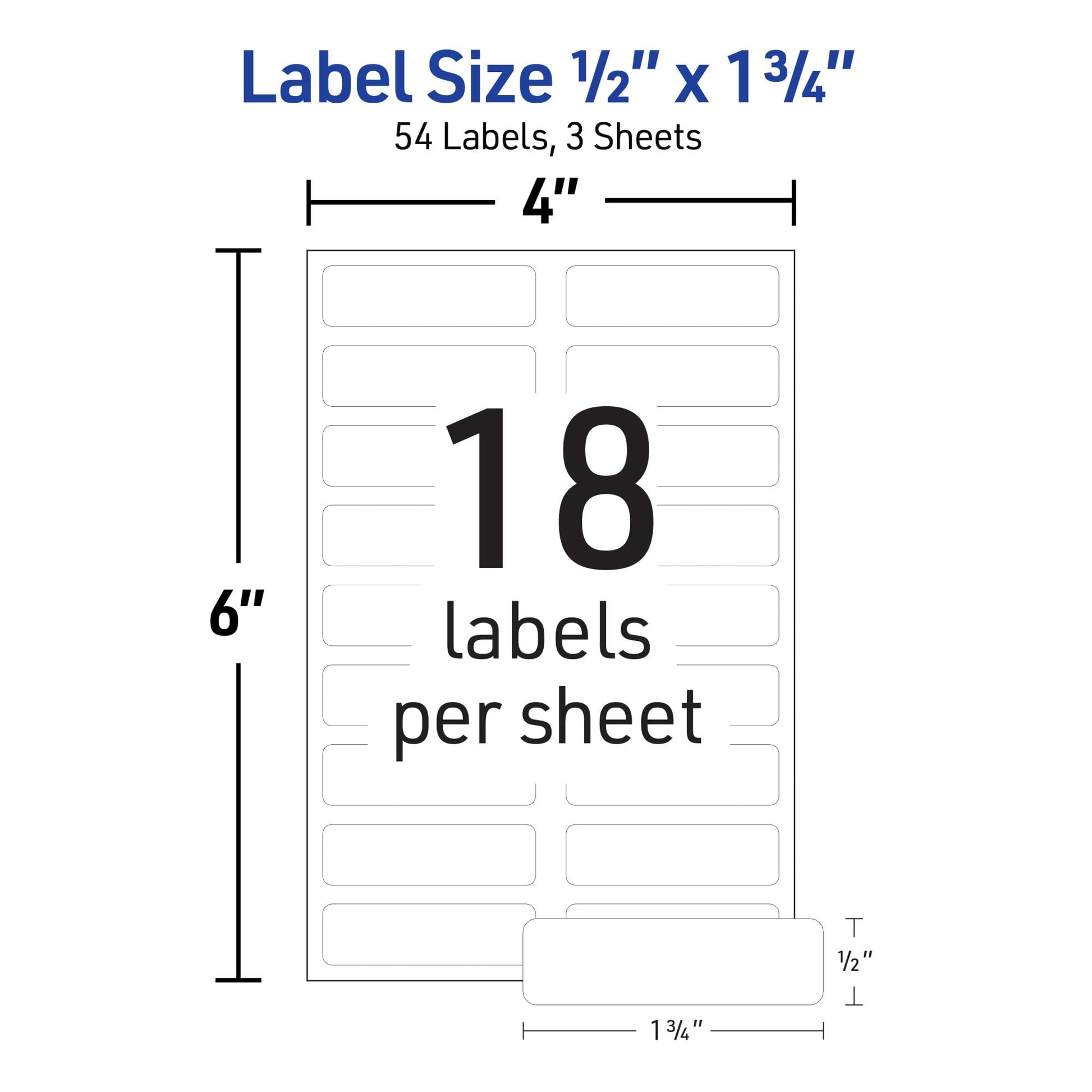 AVERY No Iron Clothing Labels, Washer & Dryer Safe, Writable Fabric Labels, 54 Labels, 1 Pack (40720), White, 1/2"x1-3/4" Avery