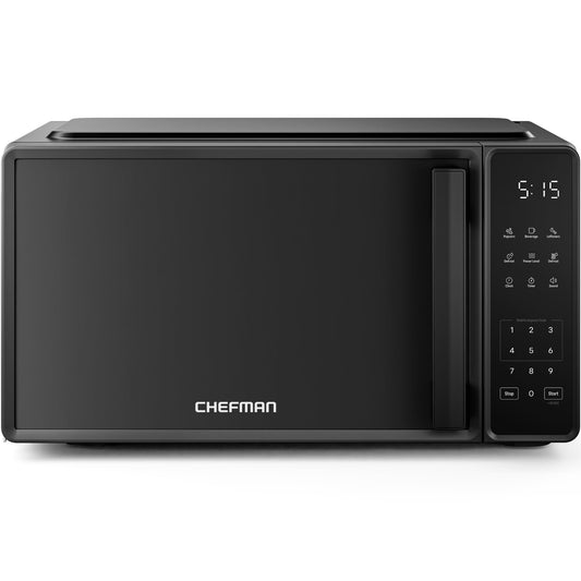 Chefman Countertop Microwave Oven 0.7 Cu. Ft., 700 Watts with 10 Power Levels, 6 Cooking Presets with One-Touch Express Cook, Eco Mode, Child Safety Lock, & Mute Button - Black - Available at All In One Marketplace Canada