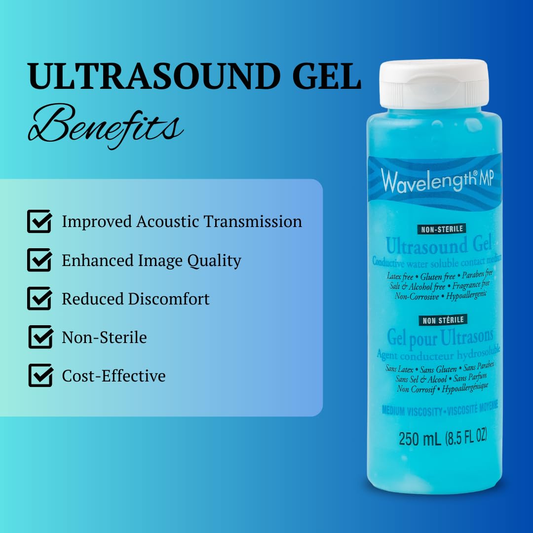 Wavelength® 5L Blue Multi-Purpose Ultrasound and Transmission Gel.1x5L Jug with Empty 250ml Refillable Bottle. Made in Canada. (1) Wavelength