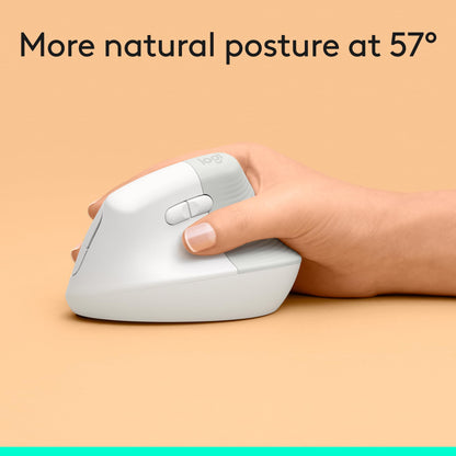 Logitech Lift Vertical Ergonomic Wireless Mouse - Off White