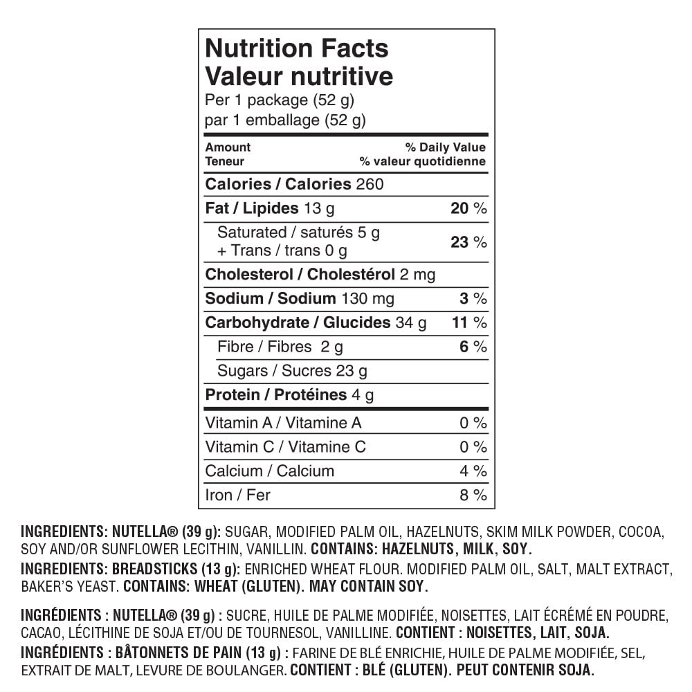 NUTELLA & GO Chocolate Hazelnut Spread With Breadsticks - 52 g Pack x 12