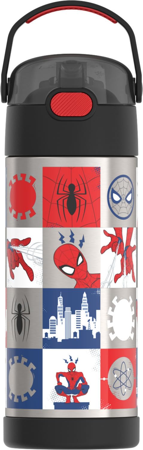 THERMOS FUNTAINER 14 Ounce Stainless Steel Vacuum Insulated Bottle, Spiderman