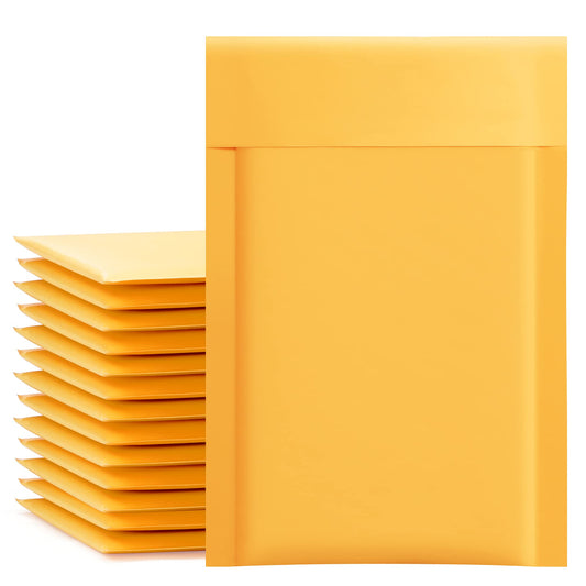 UCGOU Kraft Bubble Mailers 4x8 Inch 50 Pack Usable Size 4x7 Inch Yellow Padded Envelopes #000 Small Business Mailing Package Self Sealing Tear Resistant Boutique Bulk Mail Shipping Bags Bubble Mailers
