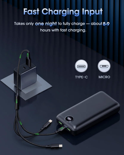 Power Bank Fast Charging 50000mAh 22.5W Portable Charger USB C Quick Charge with 3 Outputs & 2 Inputs LED Display Huge Capacity External Battery Pack for iPhone, Samsung, iPad etc