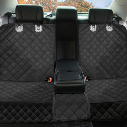 Portin Dog Car Seat Covers Pet Seat Cover, Waterproof Nonslip Bench Rear Seat Cover Compatible for Middle Seat Belt Fits Most Cars Trucks and SUVs MPVs (Black-Standard Size, 53in Wide)