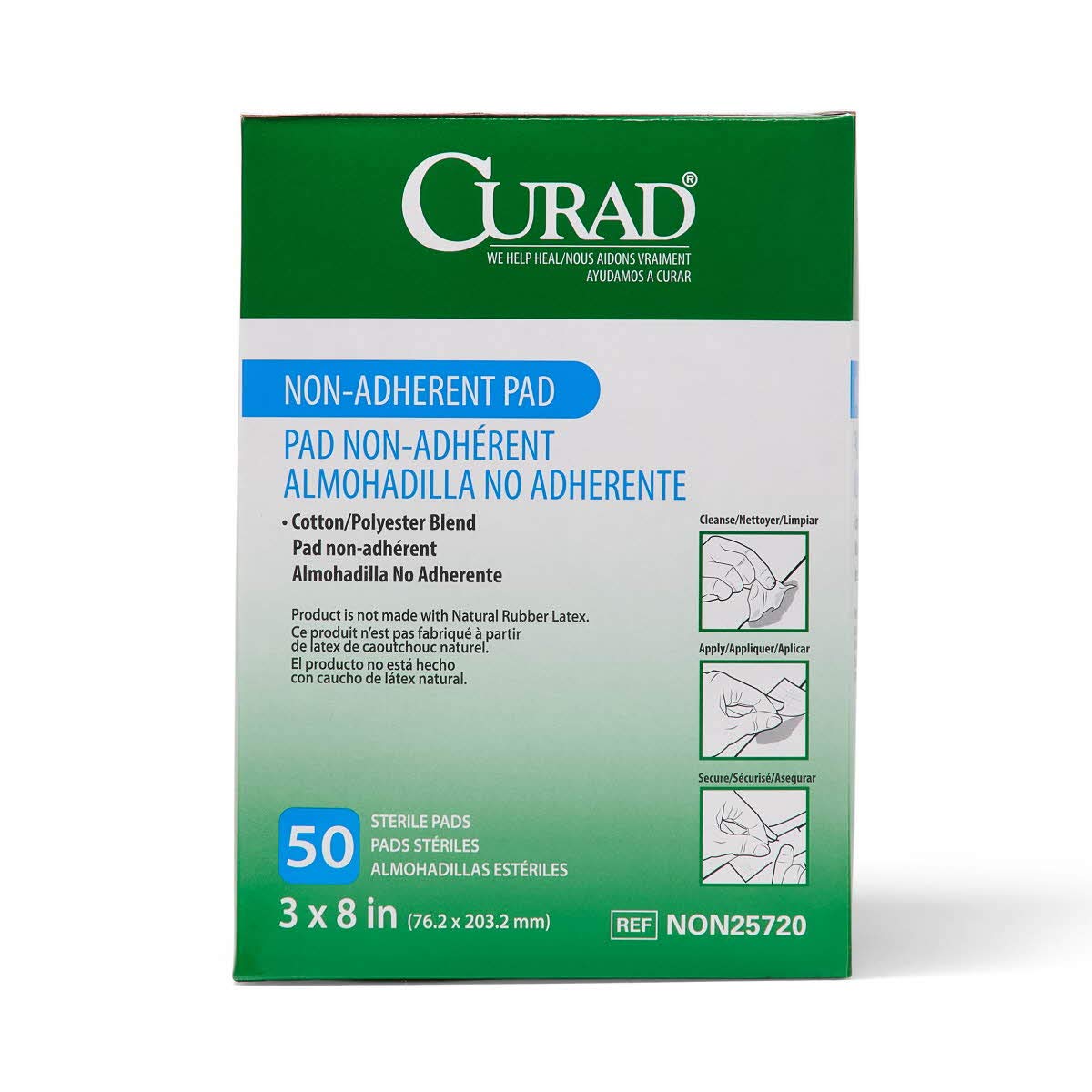 CURAD Sterile Non-Adherent Pad, 3x8 (Pack of 50) Curad