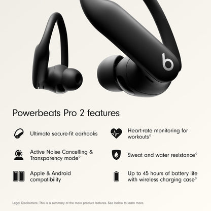 Beats Powerbeats Pro 2 Wireless Bluetooth Earbuds - Noise Cancelling, Heart Rate Monitor, IPX4, Up to 45H Battery & Charging Case, Works with Apple & Android - Jet Black 🍁 All In One Marketplace Canada