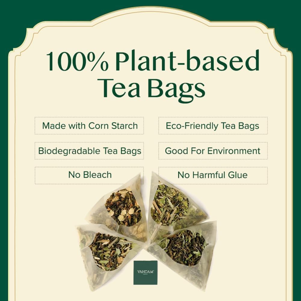 VAHDAM Assorted Tea Sampler - 20 Flavors in 40 Pyramid Teabags | Premium Long Leaf Tea Gift Set