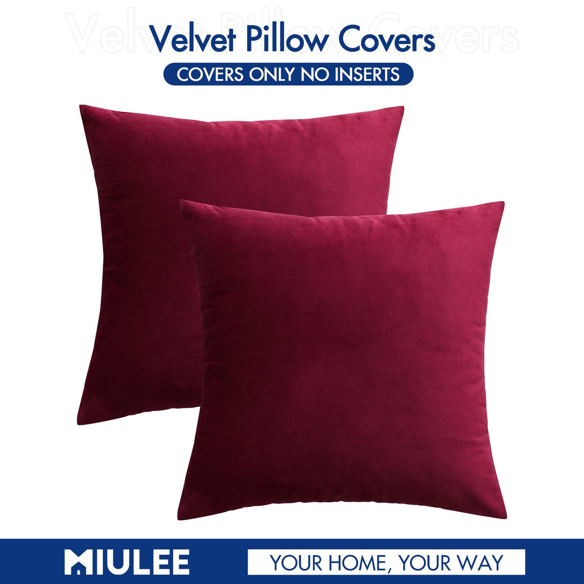 MIULEE Pack of 2 Christmas Velvet Throw Pillow Covers 18x18 Wine Red 🍁 All In One Marketplace Canada