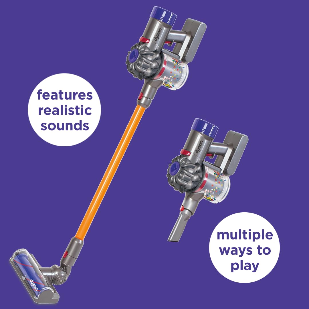 Casdon Dyson Cordless Vacuum Interactive & Officially Licensed Toy Dyson Vacuum for Children Aged 3+ Realistic Role-Play Fun, Purple Casdon