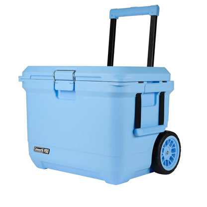 Coleman Pro 55-Quart Premium Wheeled Hard Cooler, Heavy-Duty Ultra-Light Portable Cooler with Wheels, Extra-Thick Insulation Keeps Ice up to 5 Days, 92-Can Capacity Coleman