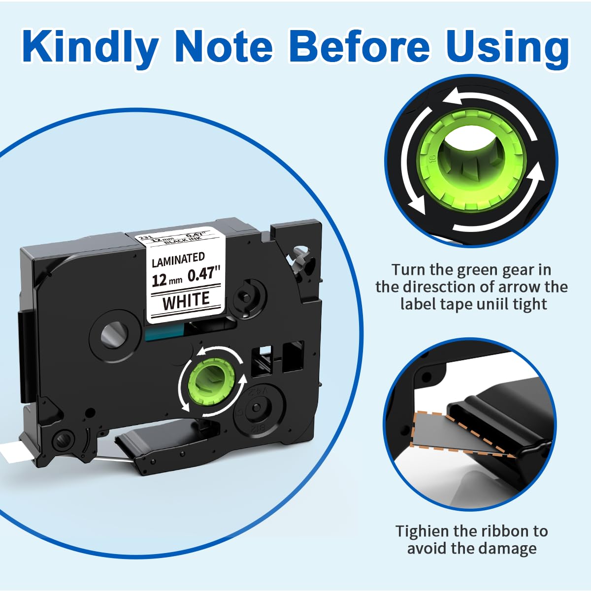 5 Pack TZe-231 Compatible with Brother Label Maker Tape P Touch TZe TZ Tape 12mm 0.47'' Laminated White TZ 231 Label Tape for Brother P-Touch PT-H110 PT-D210 PT-D600 PT-D400AD PT-1290 - Available at All In One Marketplace Canada